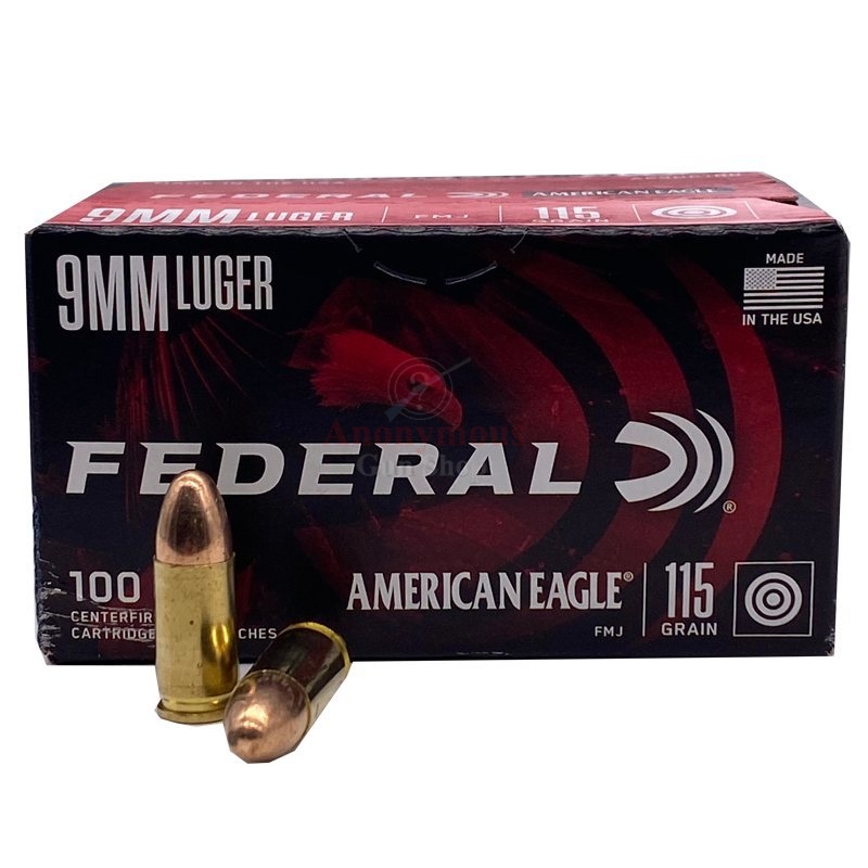 Federal American Eagle Ammunition 9mm Luger 115 Grain Full Metal Jacket