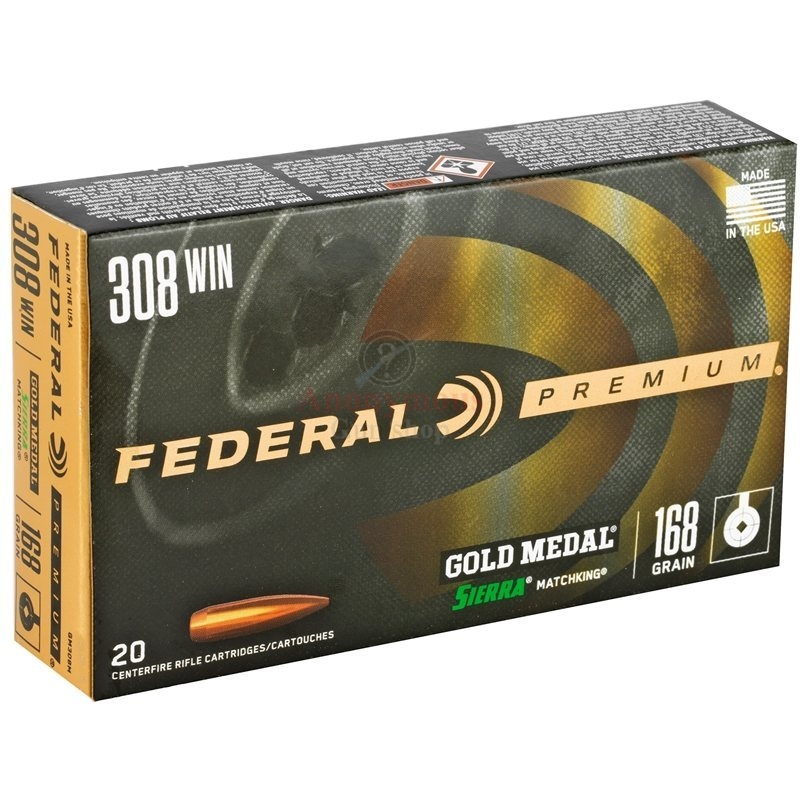 Federal Premium Gold Medal Ammunition 308 Winchester 175 Grain Sierra MatchKing Hollow Point Boat Tail