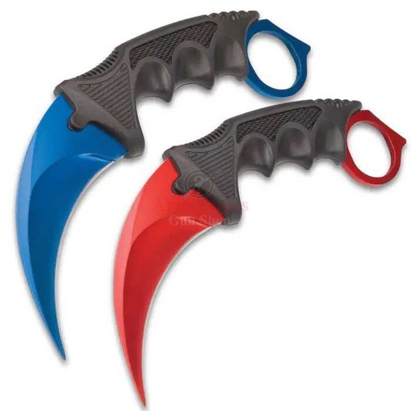 Fire And Ice Battle Set - Stainless Steel Blades, TPE Karambit Handle, Cord-Wrapped Sword Handles